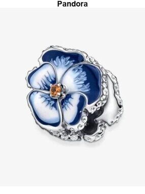 Pandora Blue Pansy Flower Charm